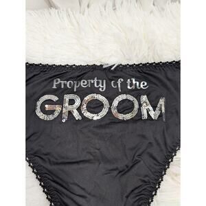 NWT I Do, Victoria's Secret "Property of the Groom" Black Hiphugger Panty Small